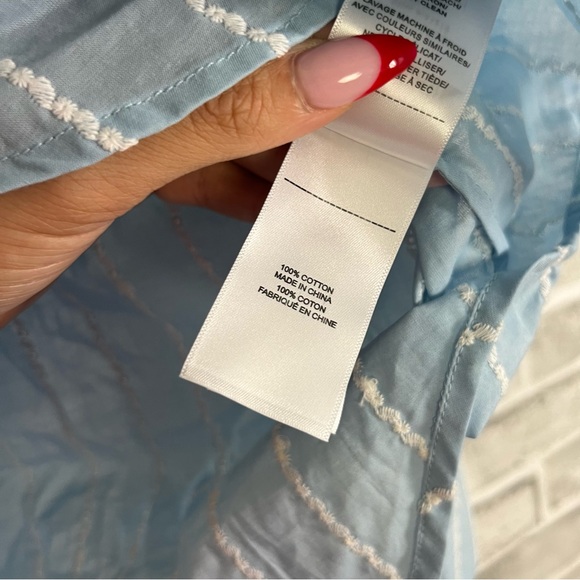 Untuckit Jocelyn Light Blue Embroidered Stripes Career Button Professional Top 6 - Picture 7 of 9